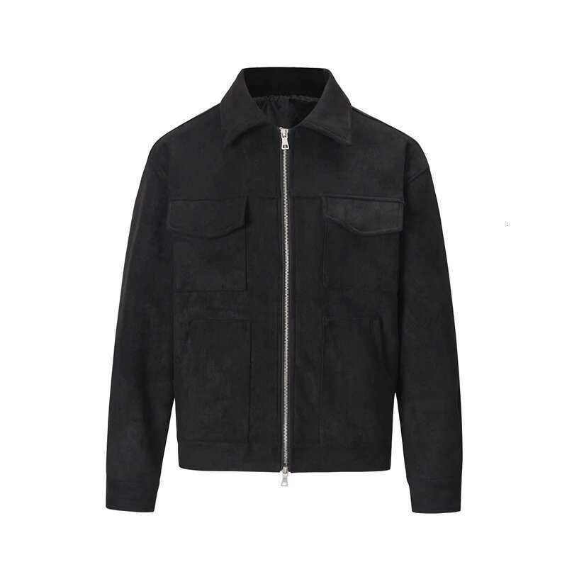 High Street Pockets Laper Zip-Up Suede Thick Coat Mens Retro Solid Windbreaker Loose Winter Jackets Oversize Casual Clothes