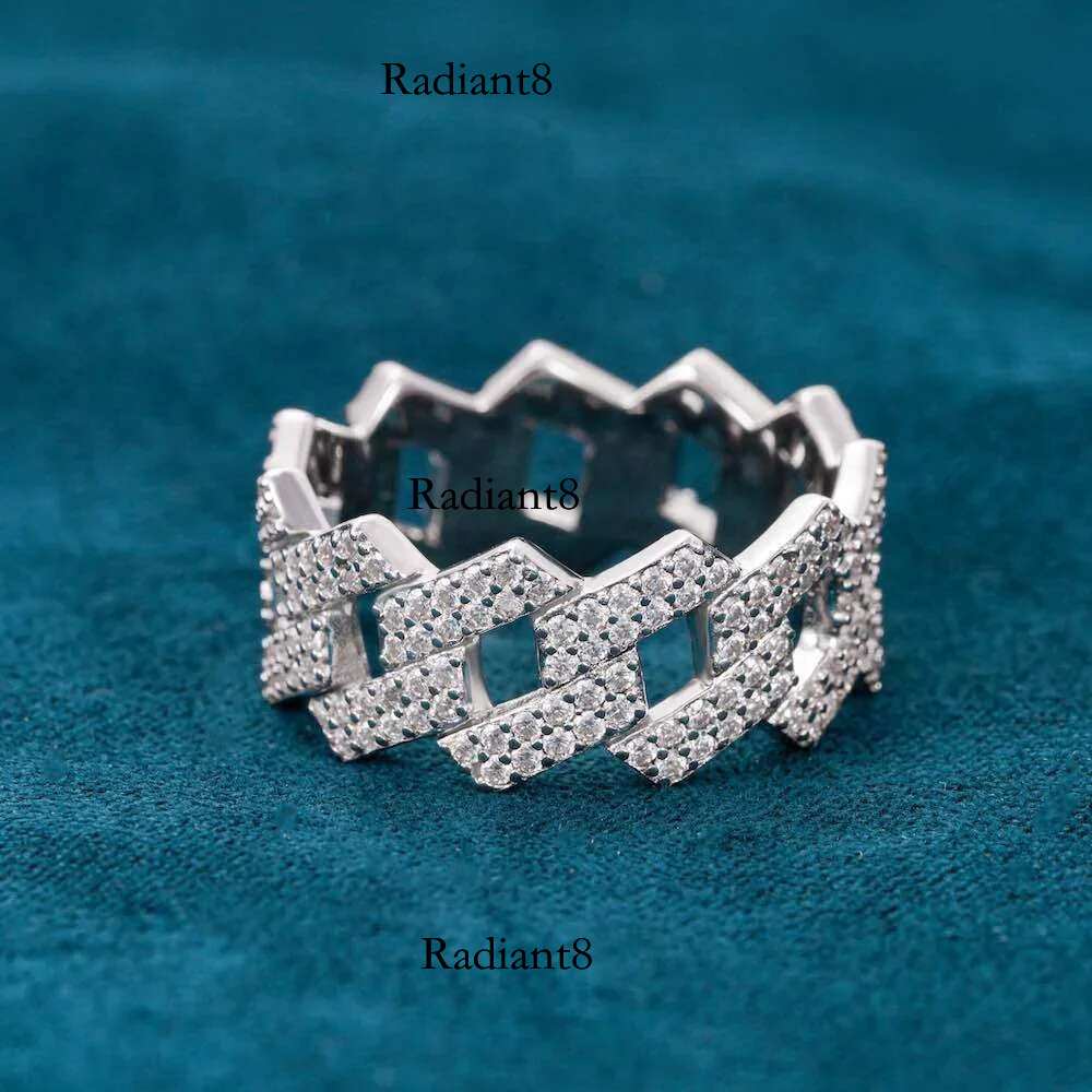 Gra Certified Full Moissanite Dia Cuban Rings for Men Women 100% Sterg Sier Hip Hop Double Row Eternity Band Ring