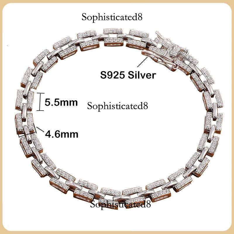 EWYA Designer Tank Chain Moissanite Bracelet for Women Party Wedding Fine Jewelry S Sterg Sier Dia Bracelets