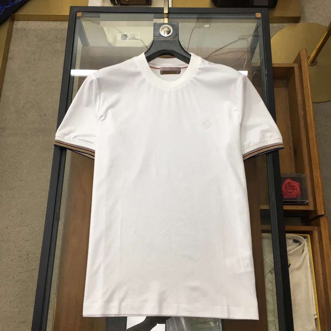 2024 DIKU Men's Early Autumn Round Neck Short Sleeved T-Shirt Woven Cuffs Embellished With Embroidered Design M-2Xl