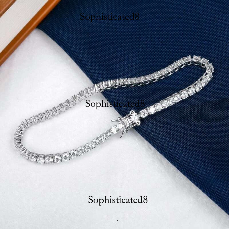 Sunite 3mm 4mm 5mm All Moissanite Tennis Bracelet for Women Men Lab Dia S Sterg Sier GRA Certificate Bangle Zircon