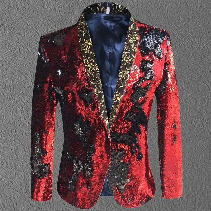 Glitter Gold Sequins Suit Jackets Men Singer Stage Performance Formal Blazers Show Nightclub Party Fashion Tuxedo Costume 250304
