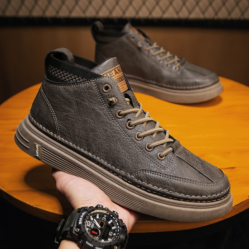 2025 New Men's Spring Designer Shoes Work Fashion High Top Casual Leather Martin Boots Outdoor Multi functional Fashion Shoes Sports Shoes