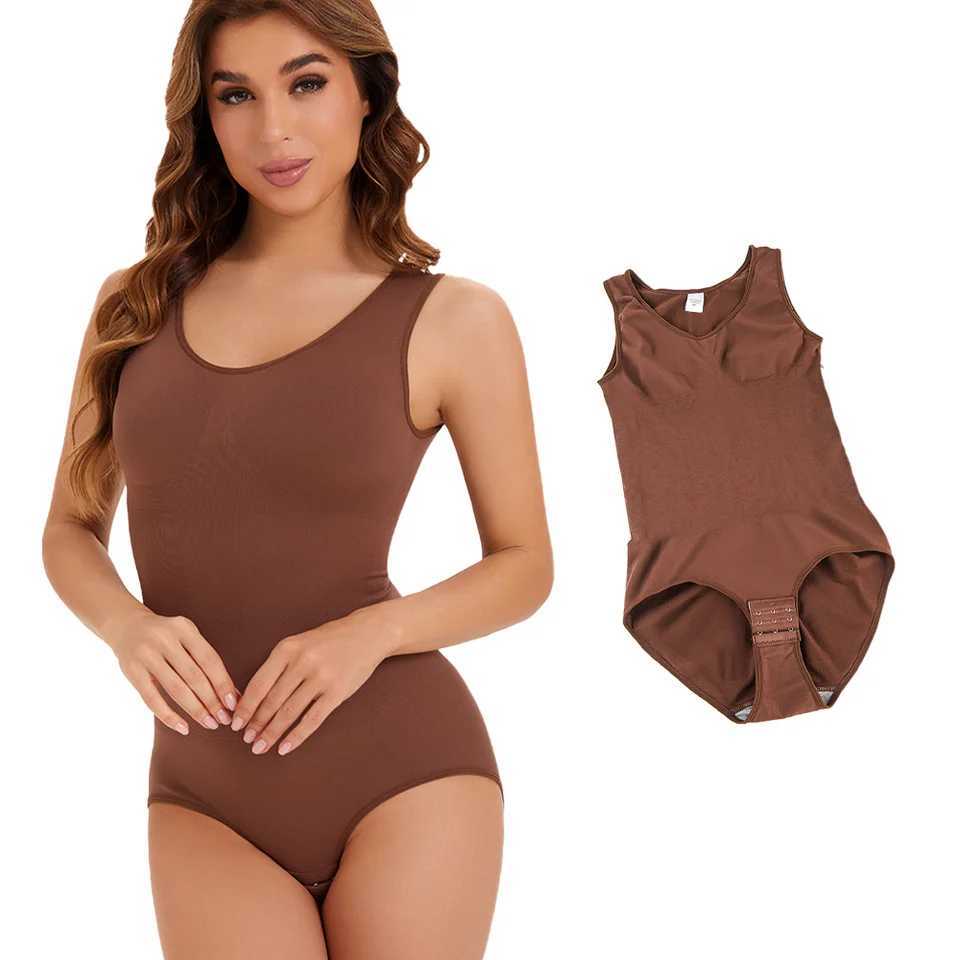 POKARLA Women Slimming Bodysuit Black Brown Color Shapewear Corset Reducing Body Shaper Underwear Tummy Control Panties BriefsXJ250304