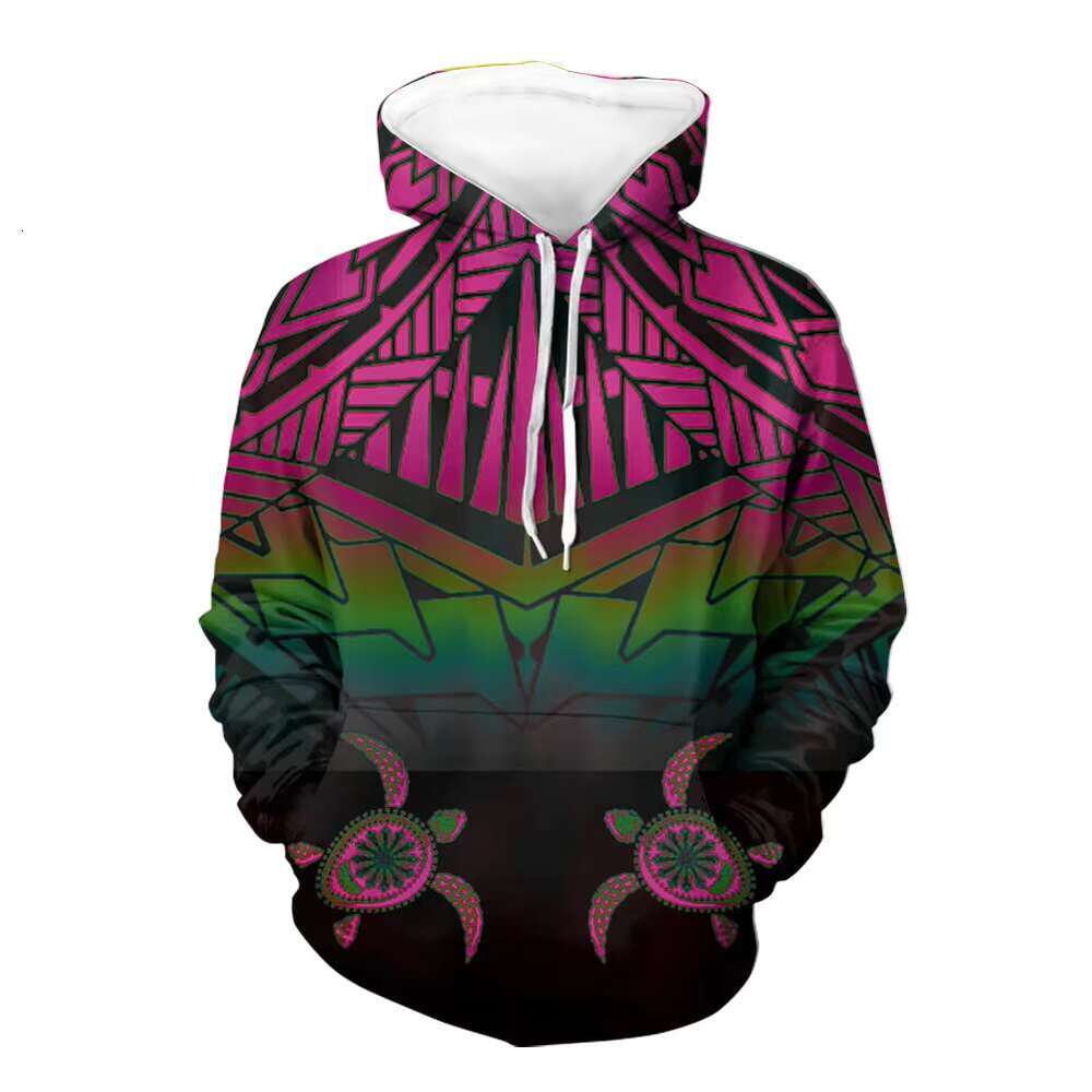 Autumn And Winter Women's New Casual Polynesian Tribal Long Sleeve Pocket Oversize Hoodies For Women Huddies