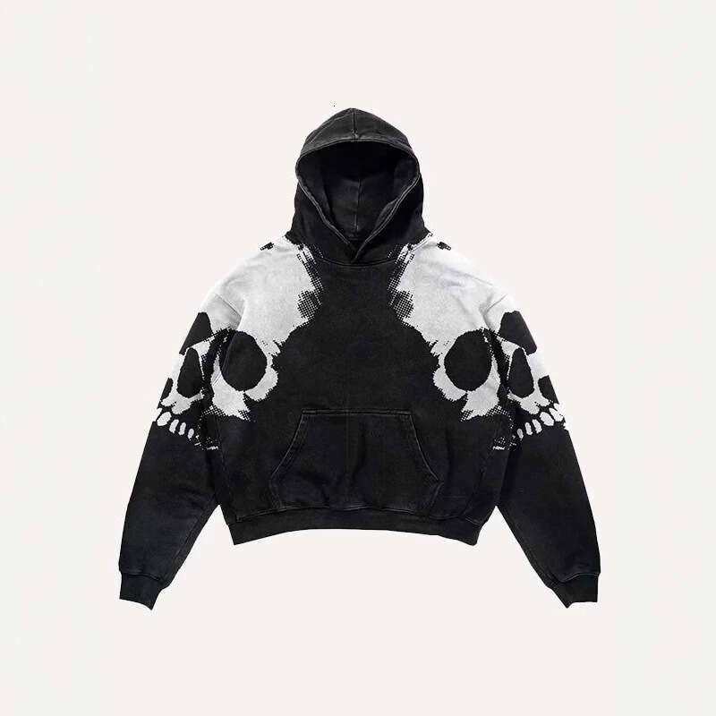 2025 New Skeleton Printed Pocket 3D Pullover Loose Coat Hoodie