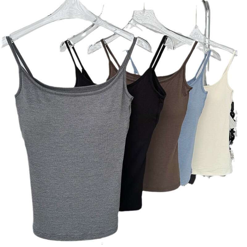 Spring summer beautiful blue shoulder suspender, women's strap with chest cushion, one-piece outer and inner top, thin style base shirt
