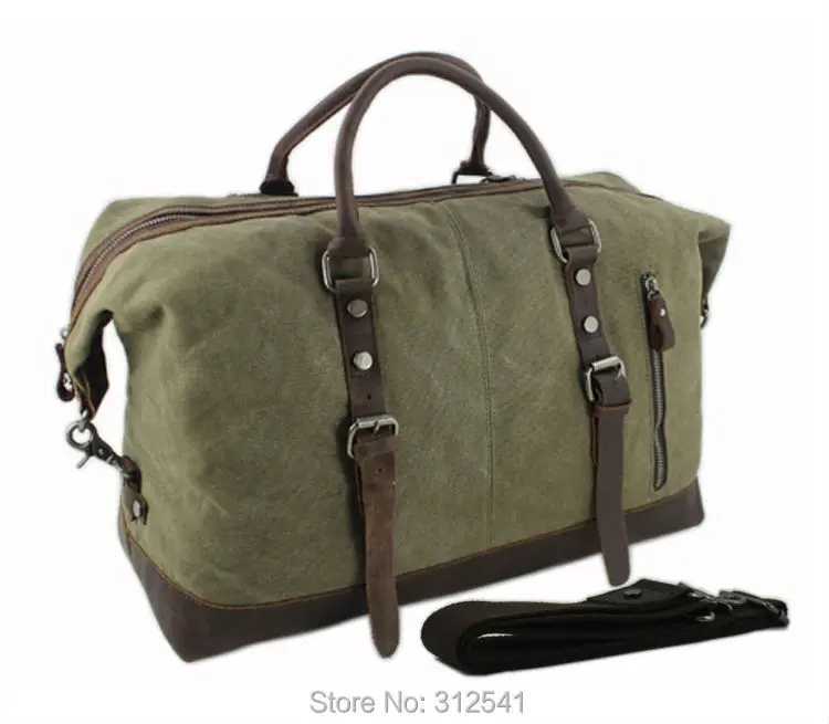 Vintage military Canvas Leather men travel bags Carry on Luggage bags Men Duffel bags travel tote large weekend Bag Overnight Y250304