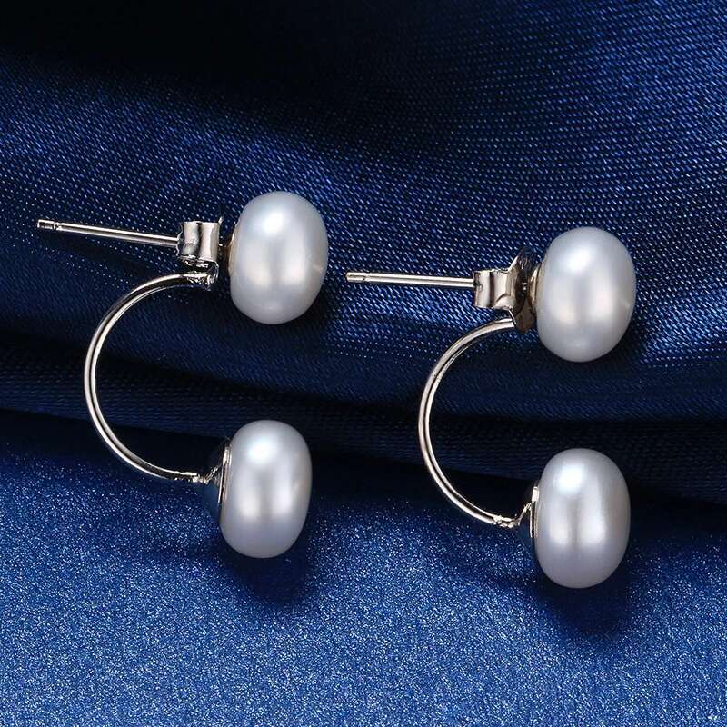 YWYC Sterg Sier U Shape Stud for Women Natural Freshwater Pearl Earrings Jewlery Gift 2025 Newest