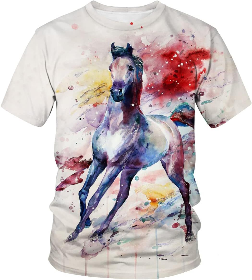 Mens T shirt Men Women Horse 3D Printed Tshirts Animal Graphic Casual Crew Neck T-Shirts tee Casual tops summer clothes cool
