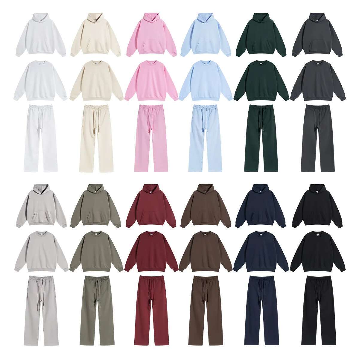Autumn And Winter New 430G Casual Oversize Loose High Street Ins Crew Neck Hooded Trousers Suit