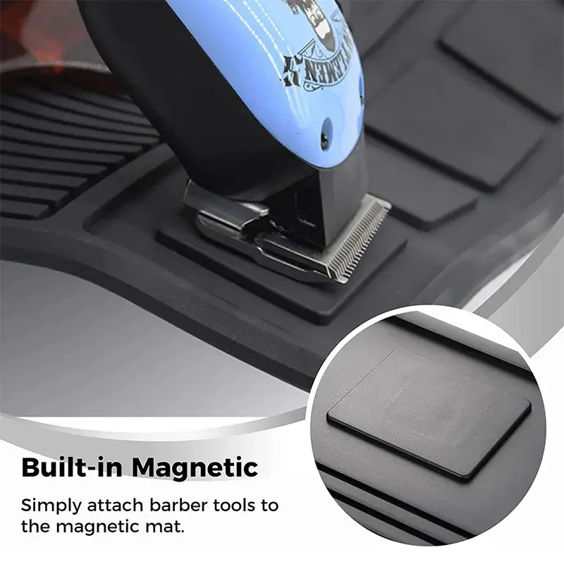 1pcs Barber Organizer Mat Salon Clippers Pad Flexible NonSlip Magnetic Silicone Cushion Tray Storage Heat Insulation Working Pad 250304