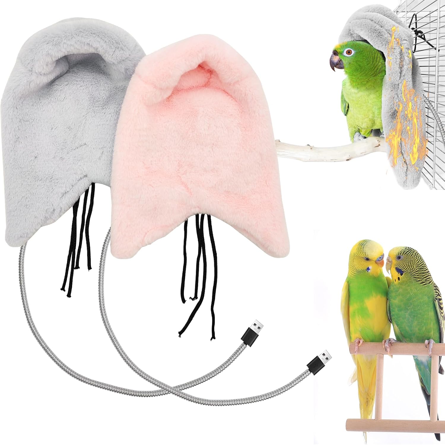 Corner Fleece Bird Blanket Usb Heating Bird Warmer Parrot Plush Heating Blanket Bird Cage Accessories Bird Winter Supplies