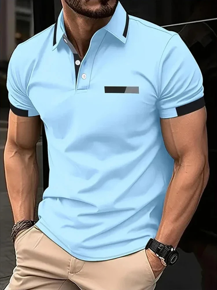 Mens Short Sleeve Polo Shirt Summer Casual Lapel Sports men polos Gift For Men EUROPEAN Measurement 250304