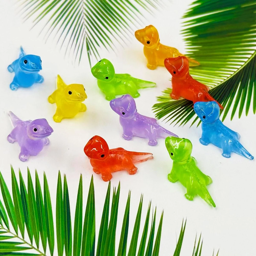 100pcs Cute Mini Resin Lizard Miniature, Glow in The Dark Tiny Animal Figures for Micro Landscape, Home DIY Craft Decoration