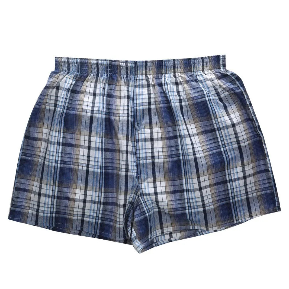 High Quality 4-Pack Mens Boxer Shorts Woven Cotton 100% Classic Plaid Combed Male Underpant Loose Breathable Oversize 250303