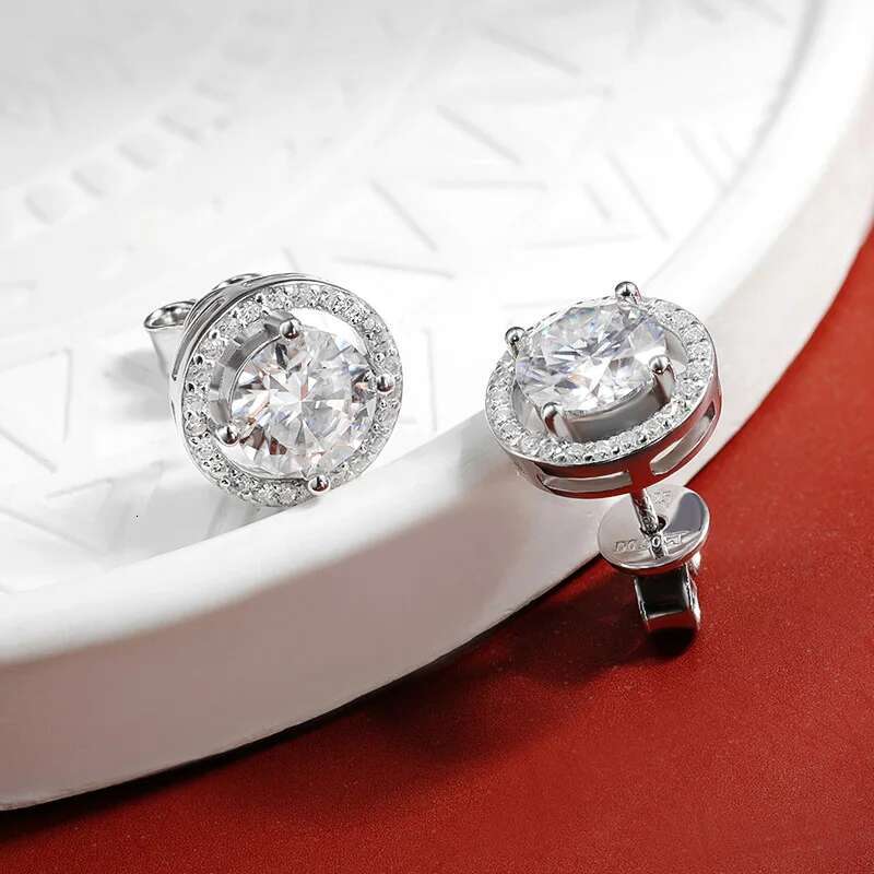 OEVAS 100% Sterg Sier 0.5-2 Carat Moissanite Stud Earrings For Women D Color Dia Earring Sparkg Fine Jewelry