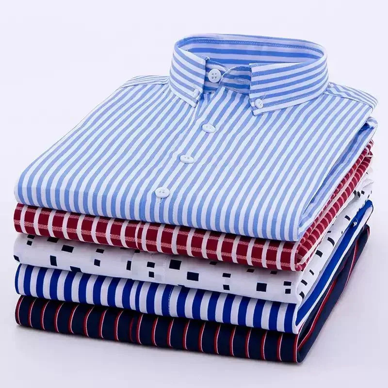 Long Sleeves Shirts Man Stripe Pattern Elegant Mens Shirts a Fashion Korean Reviews Clothes Mens Clothing High Quality 250227