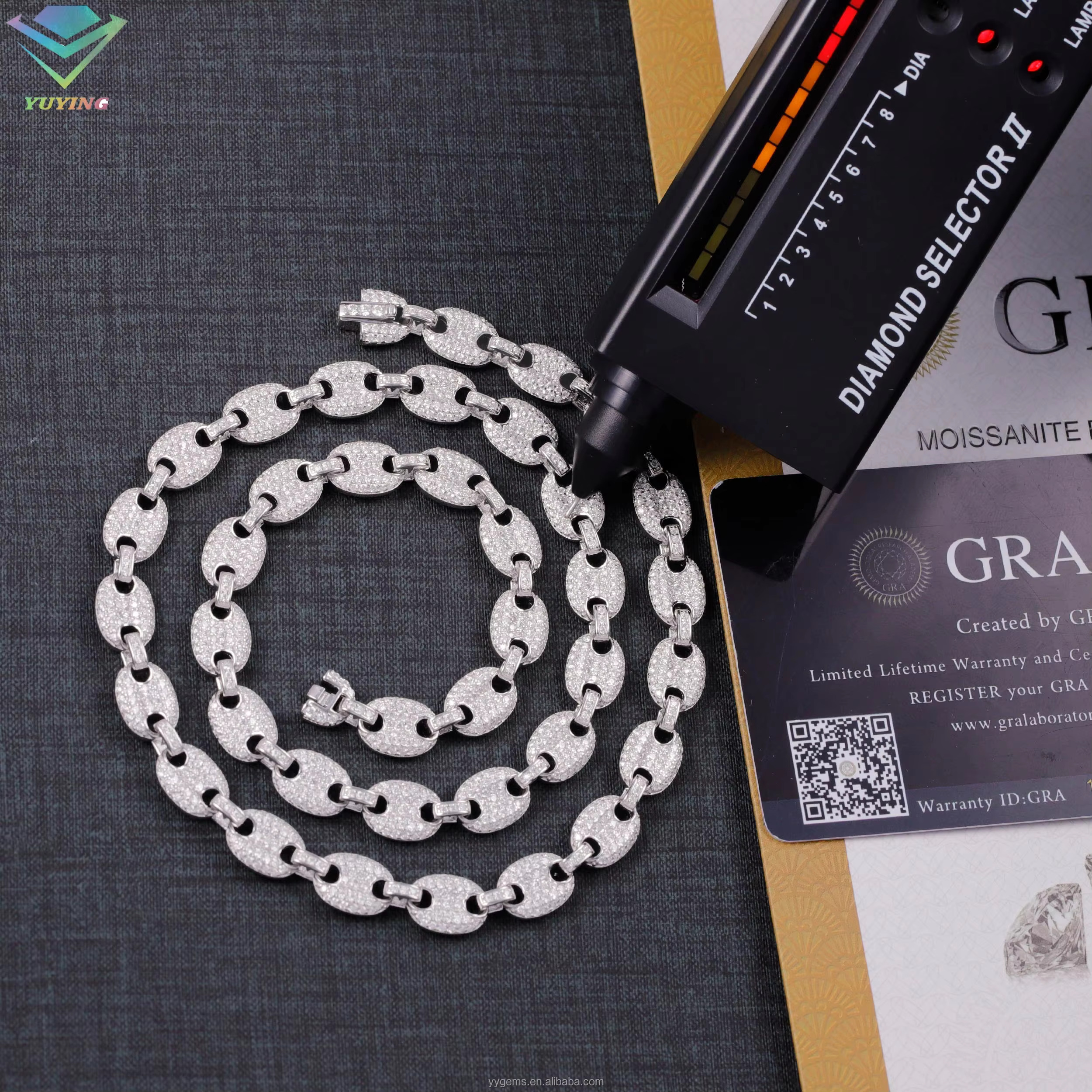 Fashion Mossanite Fine Jewelry 6mm 8mm Wide S Sier Dia Necklace VVS Moissanite Hiphop Cuban k Chain