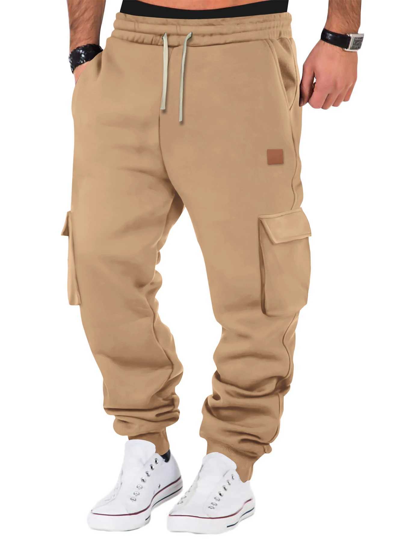 Mens Multi-Pocket Pants Mens Casual Sports Pants Cotton Fleece Sweatpants Gym Running Training Jogging Mountaineering PantsXJ250303