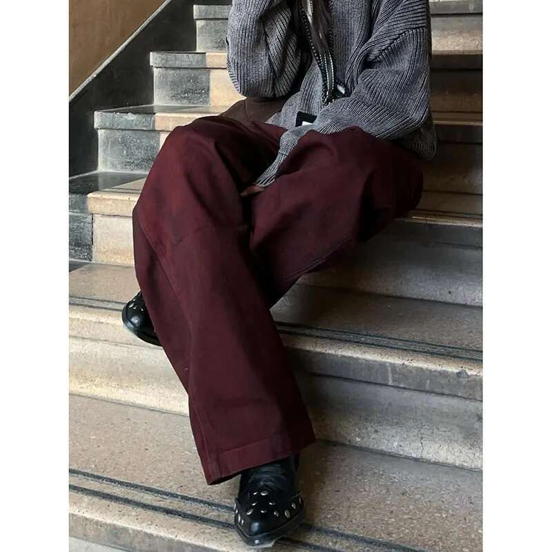 2025 Vintage Women Bury Jeans High Waist Y2k Designed American Style Streetwear Denim Pants Casual Female 90S Trousers