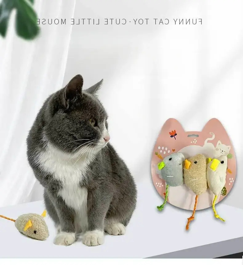 Update Cat Toy Plush Simulation, Cat Mint Toy, Scratch Bite Resistant, Self Soothing, Cardboard Jam Relieving, Little Mouse