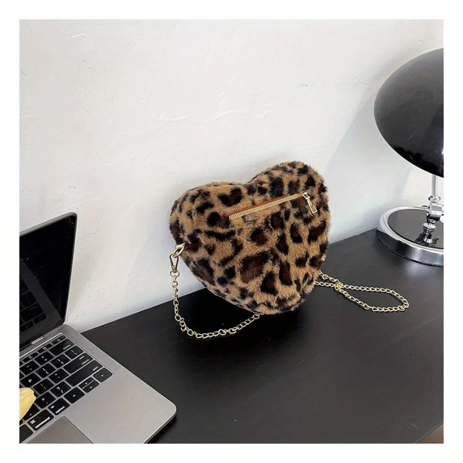 Leopard Love Mini Shoulder Bag Autumn Plush Temperament Crossbody Bags Valentines Day Gift Birthday Gifts Ladies Supplies 250303