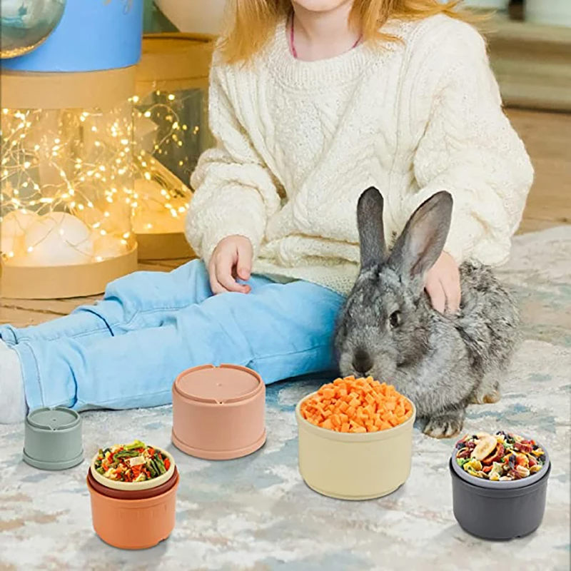 8PC Stacking Cups Toy For Rabbits Multi-Colored Reusable Small Animals Puzzle Toys For Hiding Food Playing Bunny Accessories Pet