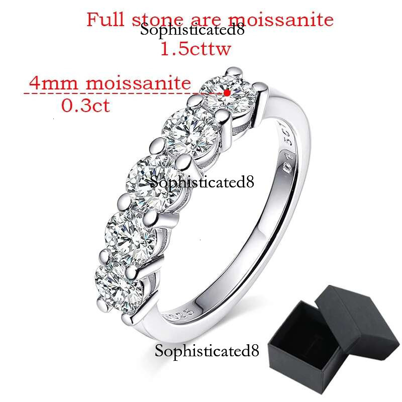 Smyoue White Gold D Color 4mm Moissanite Ring for Women 1.5CT Stone Match Dia Wedding Band Bride S Sterg Sier GRA