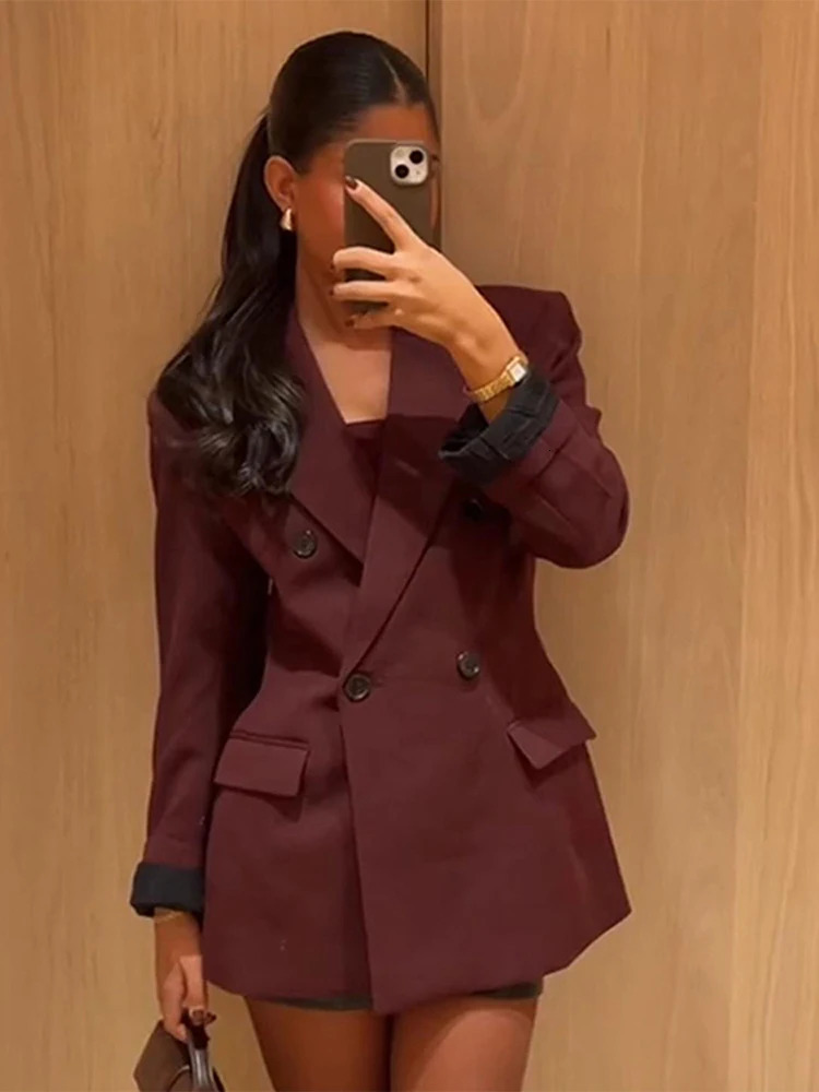 Elegant Black Slim Fit Blazer Jacket Women Retro Lapel Single Breasted Suit Jackets Female Chic Versatile Street Office 250228