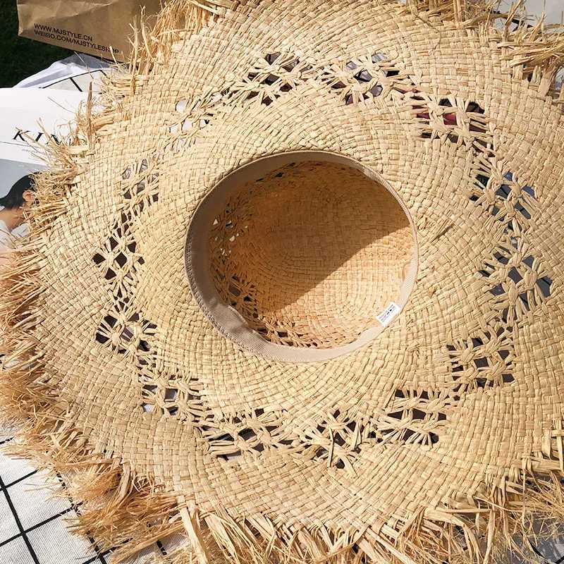 New Summer Str Hat Hollow Woman Beach Sun Hat Female Big Eaves Casual Solid Color Hair Edge Rafi Str HatXJ250304