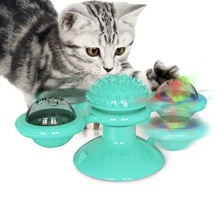 Update 2025 New Popular Windmill Spinning Toy Wheel Teasing Scratching And Brushing Hair Tool Cat Brush Pet Interactive Supplies Wholesale Free Shippi