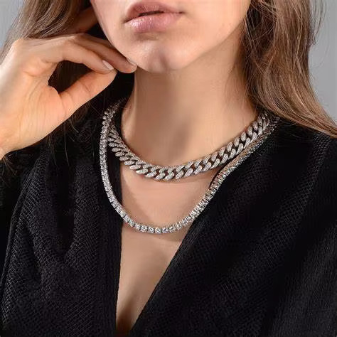 Celebrity Trendy 24-Inch Sier Tennis Necklace Women with 6mm Dia CZ Hiphop/Rock Style k Chain for Weddings Gifts