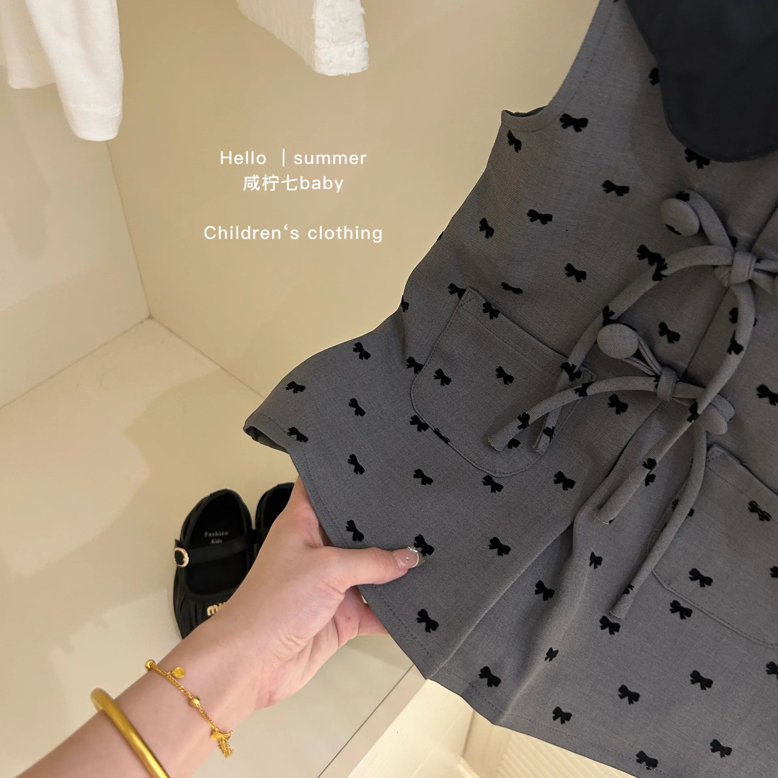 Girls Summer Dress Fashion Bow Casual Childrens Vest Skirt Preschool Clothing 250303