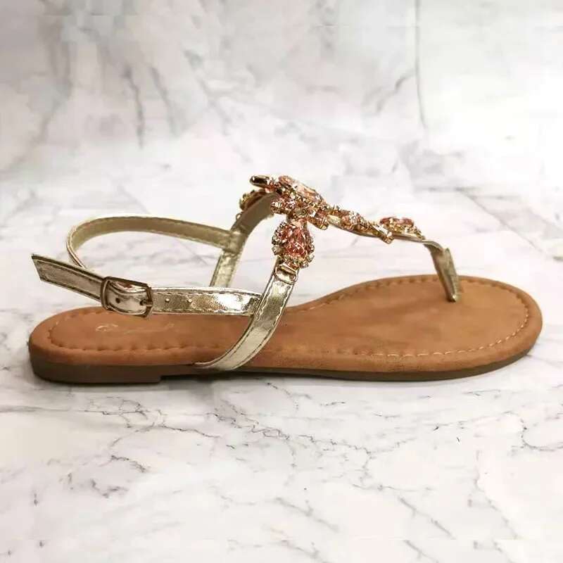 Summer Fashion 2025 Women Sandals Rhie Decoration Simple and Comfortable Casual Buckle Woman Shoes Sandalias De Mujer