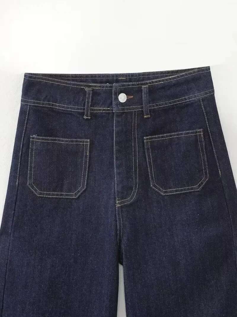 TRAF ZR Hight Street Women's Y2k Jean Baggy 2023 Fashion New Kpop Cargo High Waist Wide Vintage Pant Jeans Women