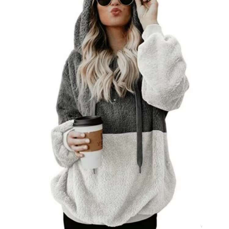Wholesale Fall Fashion Plain Loose Custom Full Length Fur Pullover Hoodies For Women Hoody Sweatshirts With Pocket 2023
