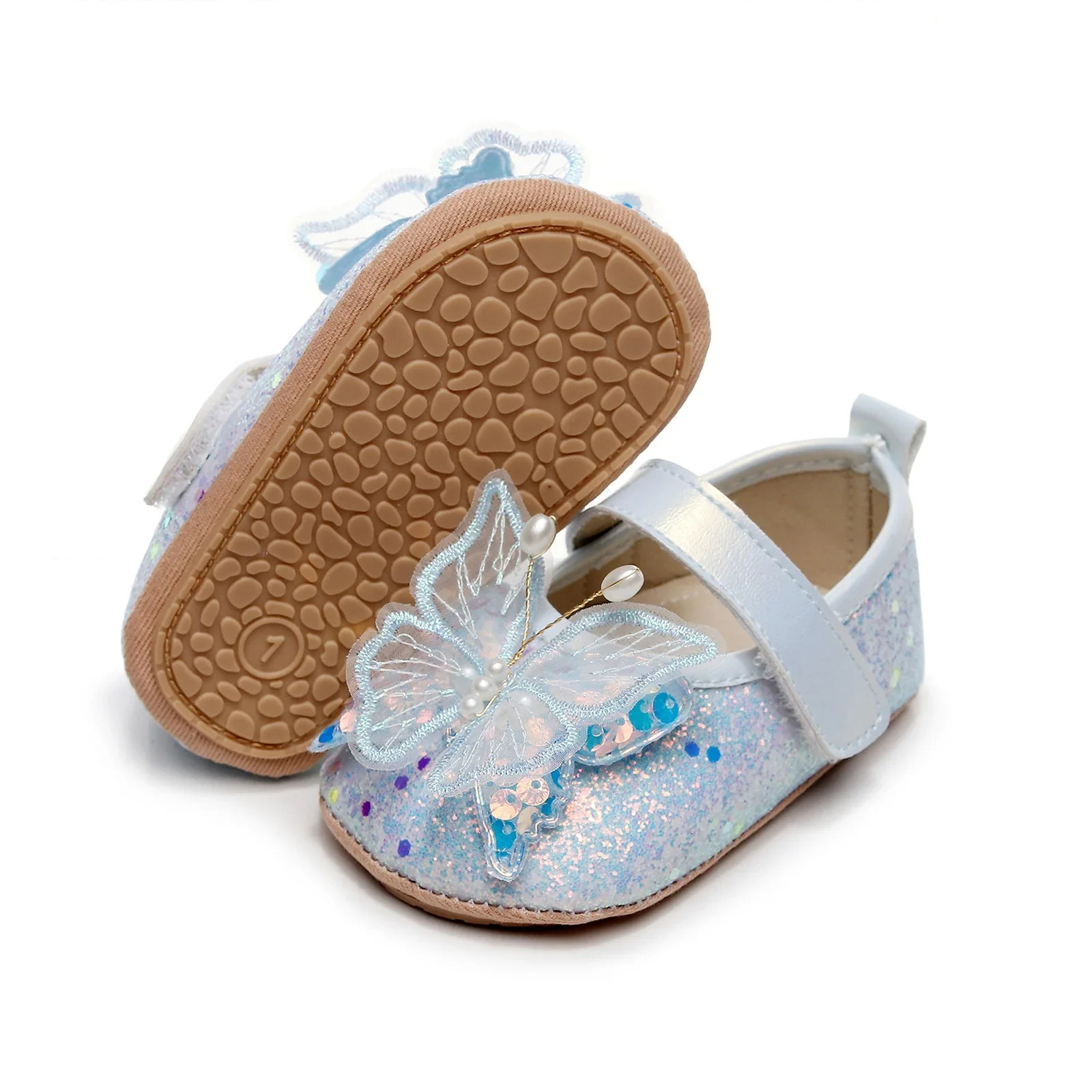 Baby Shoes Cute Bow Princess Shining 3D Butterfly Mary Jane Apartment Anti slip 250303