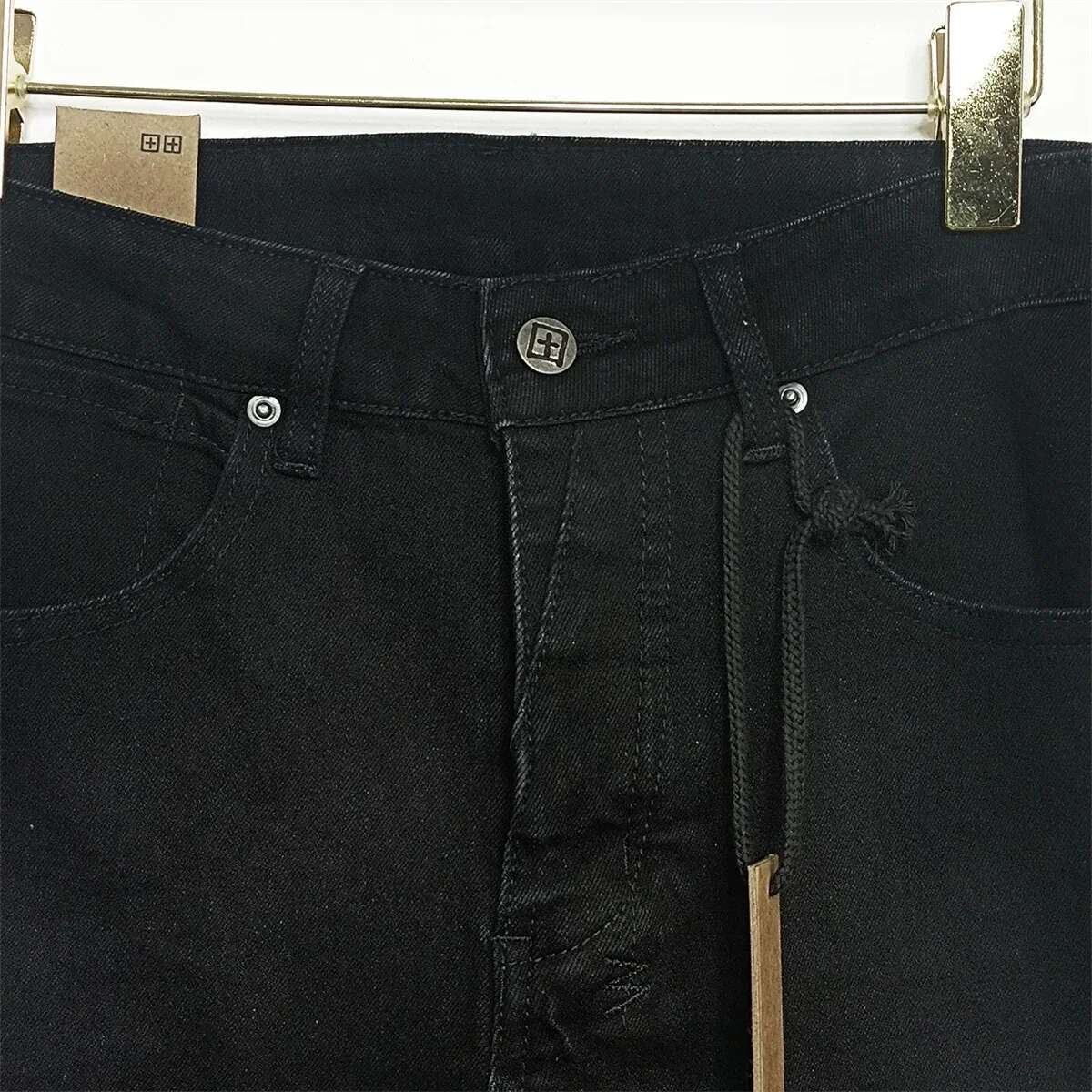 25Ss New KSUBI Cross Men Fashion American High Street Black Casual Letter Embroidery Stretch Skinny Ripped Frayed Jeans
