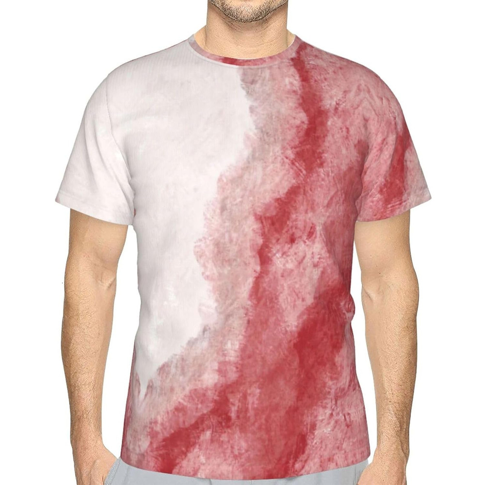 Mens T shirt Gradient Red Trendy 3D Graphic Tee - Abstract Pink White Print Soft Comfort Casual Summer Crew Neck T-Shirt Tops tee Casual tops summer c