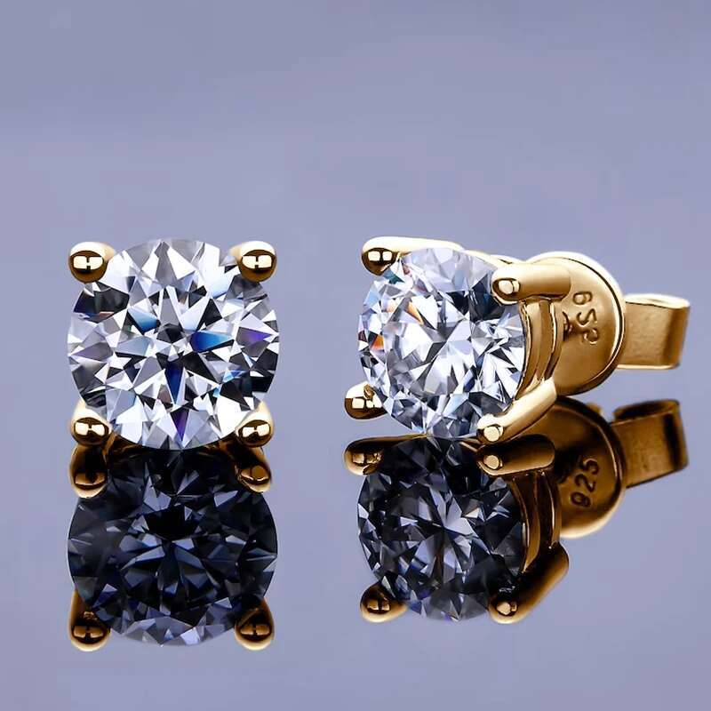 Lnngy 0.3-2CT Moissanite Stud Earrings For Women Girl Certified Sier Earring Exquisite Wedding Jewelry Piercing Pendientes