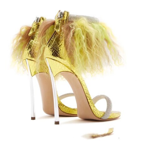 Ins Show Electroplating And Baretoe Fairy Hair Plush Sandals Fashion Shoes