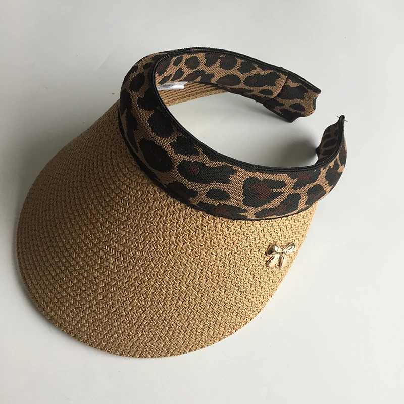 2019 New Womans Sun Hats Female Leopard Bowknot Visor Cs Hand Made DIY Str Summer C Casual Shade Hat Empty Top Hat BeachXJ250304