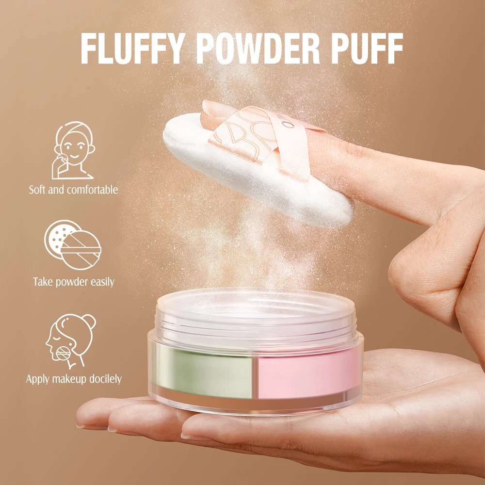3 Color Loose Powder Hides Oil Pores Face Powder Blend Naturally Setting Powder Fix Lock Makeup Matte Finishing Powder 250224