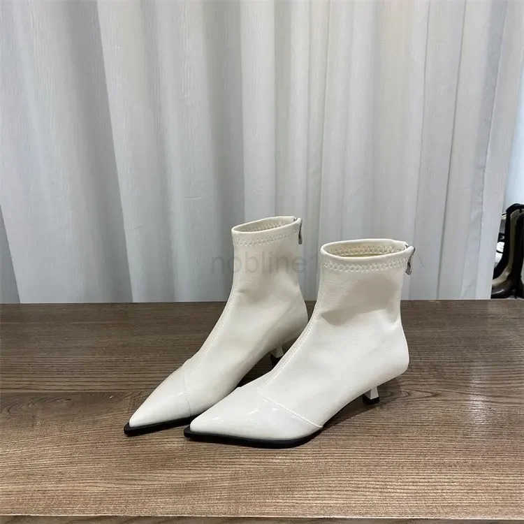 Wen Ankle Boots Fion Pointed Toe Low H Ladies Elegant Short Boot Thin Heel Botas De Mujer 2023 Z250304