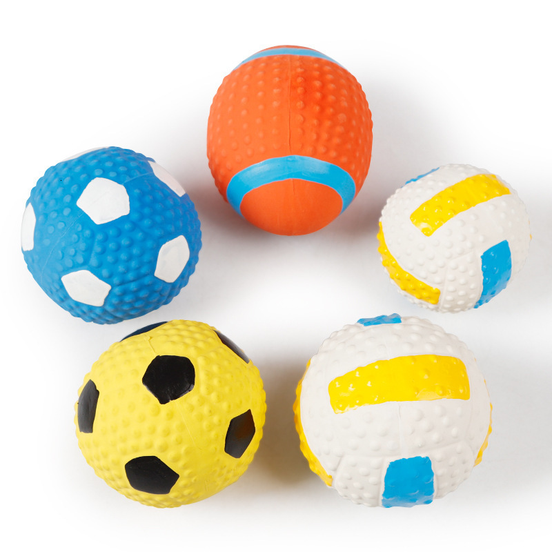 Dog Chew High Elasticity Cotton Filling Quality Latex Ball Football Volleyball Rugby Sound Pet Toy