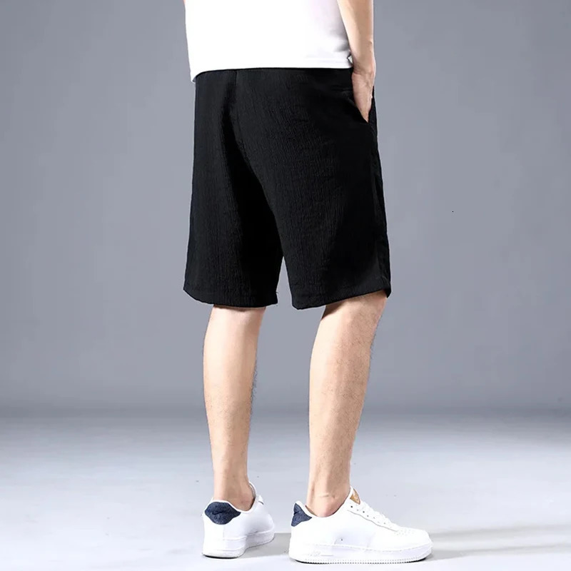 Lce Silk Shorts Mens Thin Sports Cropped Pants Loose Straight Leg Cool Breathable Fashion Trend Casual XL-XXXL 250304