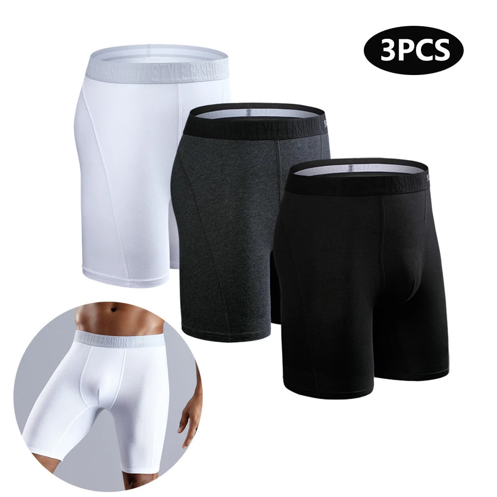 3pcs Long Boxers For Man Underware Lots Mens Underpants Cotton Mens Panties Family Boxershorts Boxer Sexy Male Shorts Calecon 250303