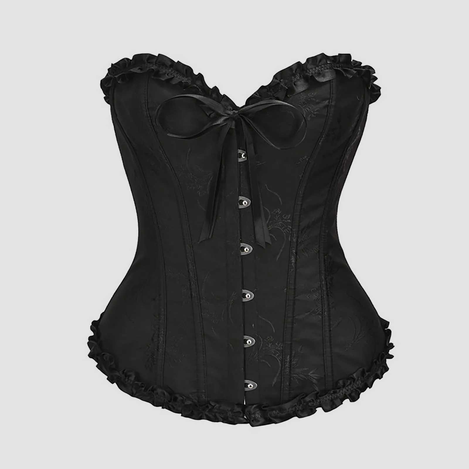 Womens Lace Bowknot Corset Top Sexy Torsion Gathering Waist Corset Slim Fit Tummy Tightening Rubber Bone Bottom ShapewearXJ250304