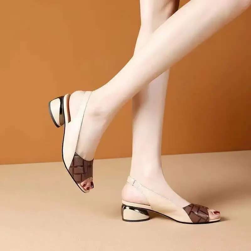 Mie Heels Women Sandals Chunky Fashion Shoes Designer Summer New Brand 2025 Walking Casual Slides Dress 2025